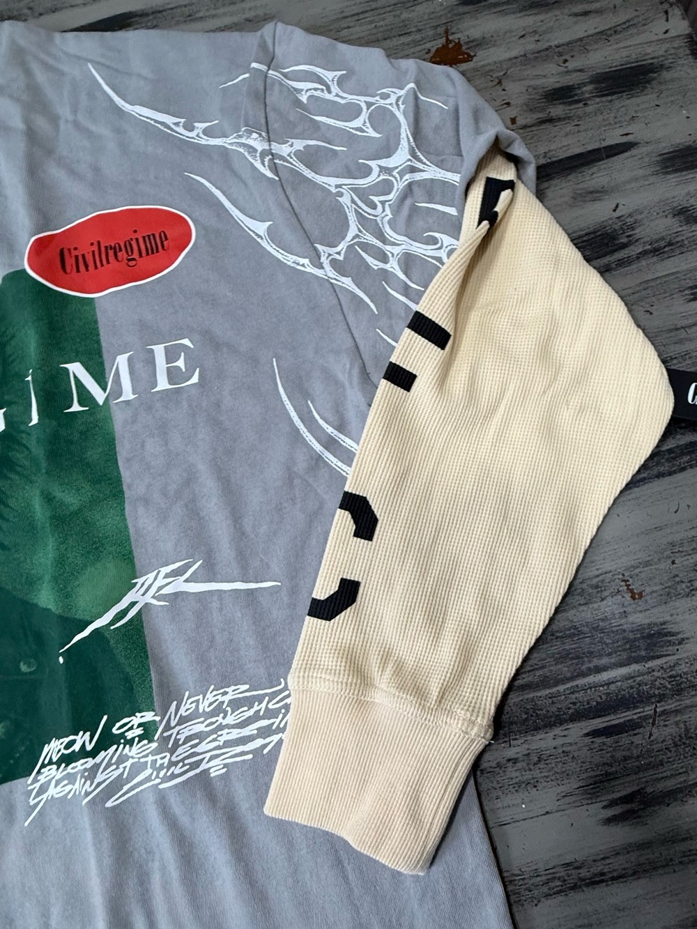 Civil Regime Graphic Twofer Long Sleeve Tee with Punk Rock Kitty 🐈⬛ - Picture 6 of 12